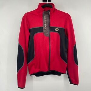 Castelli Cycling Jacket Mens Medium Red Black Proline Full Zip Techno Sport Wear